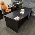 Espresso Bow Front L Suite Office Desk w/ Client Knee Space